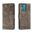 For Motorola  Edge 40 Neo Lace Flower Embossing Flip Leather Phone Case(Grey) - 1