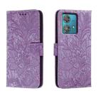 For Motorola  Edge 40 Neo Lace Flower Embossing Flip Leather Phone Case(Purple) - 1