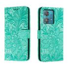 For Motorola  Edge 40 Neo Lace Flower Embossing Flip Leather Phone Case(Green) - 1