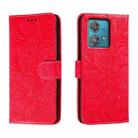 For Motorola  Edge 40 Neo Lace Flower Embossing Flip Leather Phone Case(Red) - 1