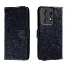 For Motorola Edge 50 Pro Lace Flower Embossing Flip Leather Phone Case(Dark Blue) - 1