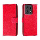 For Motorola Edge 50 Pro Lace Flower Embossing Flip Leather Phone Case(Red) - 1