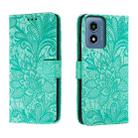 For Motorola Moto G Play 2024 Lace Flower Embossing Flip Leather Phone Case(Green) - 1