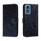 For Motorola Moto G Play 2024 Lace Flower Embossing Flip Leather Phone Case(Dark Blue) - 1