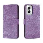 For Motorola Moto G Power 5G 2024 Lace Flower Embossing Flip Leather Phone Case(Purple) - 1