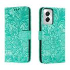 For Motorola Moto G Power 5G 2024 Lace Flower Embossing Flip Leather Phone Case(Green) - 1