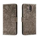 For Motorola Moto G4 Lace Flower Embossing Flip Leather Phone Case(Grey) - 1