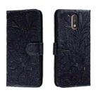 For Motorola Moto G4 Lace Flower Embossing Flip Leather Phone Case(Dark Blue) - 1