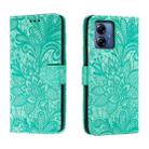 For Motorola Moto G14 Lace Flower Embossing Flip Leather Phone Case(Green) - 1