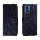 For Motorola Moto G14 Lace Flower Embossing Flip Leather Phone Case(Dark Blue) - 1