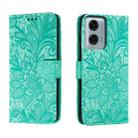 For Motorola Moto G24 Power Lace Flower Embossing Flip Leather Phone Case(Green) - 1