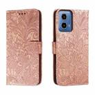 For Motorola Moto G34 Lace Flower Embossing Flip Leather Phone Case(Rose Gold) - 1
