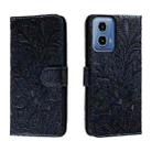 For Motorola Moto G34 Lace Flower Embossing Flip Leather Phone Case(Dark Blue) - 1