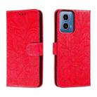 For Motorola Moto G34 Lace Flower Embossing Flip Leather Phone Case(Red) - 1