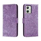 For Motorola Moto G54 Lace Flower Embossing Flip Leather Phone Case(Purple) - 1