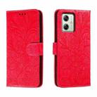 For Motorola Moto G54 Lace Flower Embossing Flip Leather Phone Case(Red) - 1