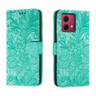 For Motorola Moto G84 Lace Flower Embossing Flip Leather Phone Case(Green) - 1