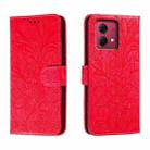 For Motorola Moto G84 Lace Flower Embossing Flip Leather Phone Case(Red) - 1