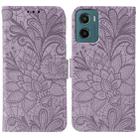 For Motorola Moto G05 / E15 Lace Flower Embossing Flip Leather Phone Case(Purple) - 1
