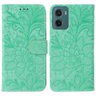 For Motorola Moto G05 / E15 Lace Flower Embossing Flip Leather Phone Case(Green) - 1
