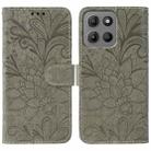 For Motorola Moto G15 Lace Flower Embossing Flip Leather Phone Case(Grey) - 1