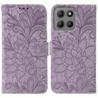 For Motorola Moto G15 Lace Flower Embossing Flip Leather Phone Case(Purple) - 1
