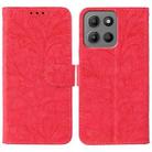 For Motorola Moto G15 Lace Flower Embossing Flip Leather Phone Case(Red) - 1