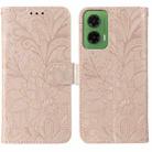 For Motorola Moto G35 Lace Flower Embossing Flip Leather Phone Case(Rose Gold) - 1