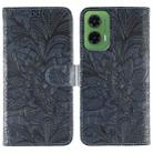 For Motorola Moto G35 Lace Flower Embossing Flip Leather Phone Case(Dark Blue) - 1