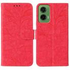 For Motorola Moto G35 Lace Flower Embossing Flip Leather Phone Case(Red) - 1