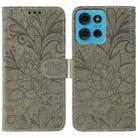 For Motorola Moto G75 5G Lace Flower Embossing Flip Leather Phone Case(Grey) - 1