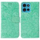 For Motorola Moto G75 5G Lace Flower Embossing Flip Leather Phone Case(Green) - 1