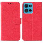 For Motorola Moto G75 5G Lace Flower Embossing Flip Leather Phone Case(Red) - 1
