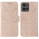 For Motorola Edge 50 Lace Flower Embossing Flip Leather Phone Case(Rose Gold) - 1