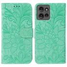 For Motorola Edge 50 Lace Flower Embossing Flip Leather Phone Case(Green) - 1