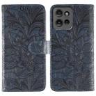 For Motorola Edge 50 Lace Flower Embossing Flip Leather Phone Case(Dark Blue) - 1