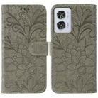 For Motorola Edge 50 Fusion Lace Flower Embossing Flip Leather Phone Case(Grey) - 1