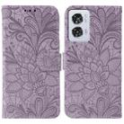For Motorola Edge 50 Fusion Lace Flower Embossing Flip Leather Phone Case(Purple) - 1