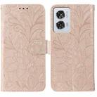 For Motorola Edge 50 Fusion Lace Flower Embossing Flip Leather Phone Case(Rose Gold) - 1