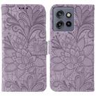For Motorola Edge 50 Neo Lace Flower Embossing Flip Leather Phone Case(Purple) - 1