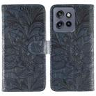 For Motorola Edge 50 Neo Lace Flower Embossing Flip Leather Phone Case(Dark Blue) - 1