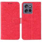 For Motorola Edge 50 Neo Lace Flower Embossing Flip Leather Phone Case(Red) - 1