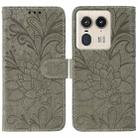 For Motorola Edge 50 Ultra Lace Flower Embossing Flip Leather Phone Case(Grey) - 1