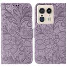 For Motorola Edge 50 Ultra Lace Flower Embossing Flip Leather Phone Case(Purple) - 1