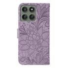 For Motorola Edge 60 Pro Lace Flower Embossing Flip Leather Phone Case(Purple) - 3