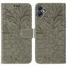 For Samsung Galaxy A05 Lace Flower Embossing Flip Leather Phone Case(Grey) - 1