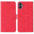 For Samsung Galaxy A05 Lace Flower Embossing Flip Leather Phone Case(Red) - 1