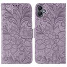 For Samsung Galaxy A06 4G / 5G Lace Flower Embossing Flip Leather Phone Case(Purple) - 1
