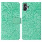 For Samsung Galaxy A06 4G / 5G Lace Flower Embossing Flip Leather Phone Case(Green) - 1