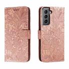 For Samsung Galaxy S21 Lace Flower Embossing Flip Leather Phone Case(Rose Gold) - 1